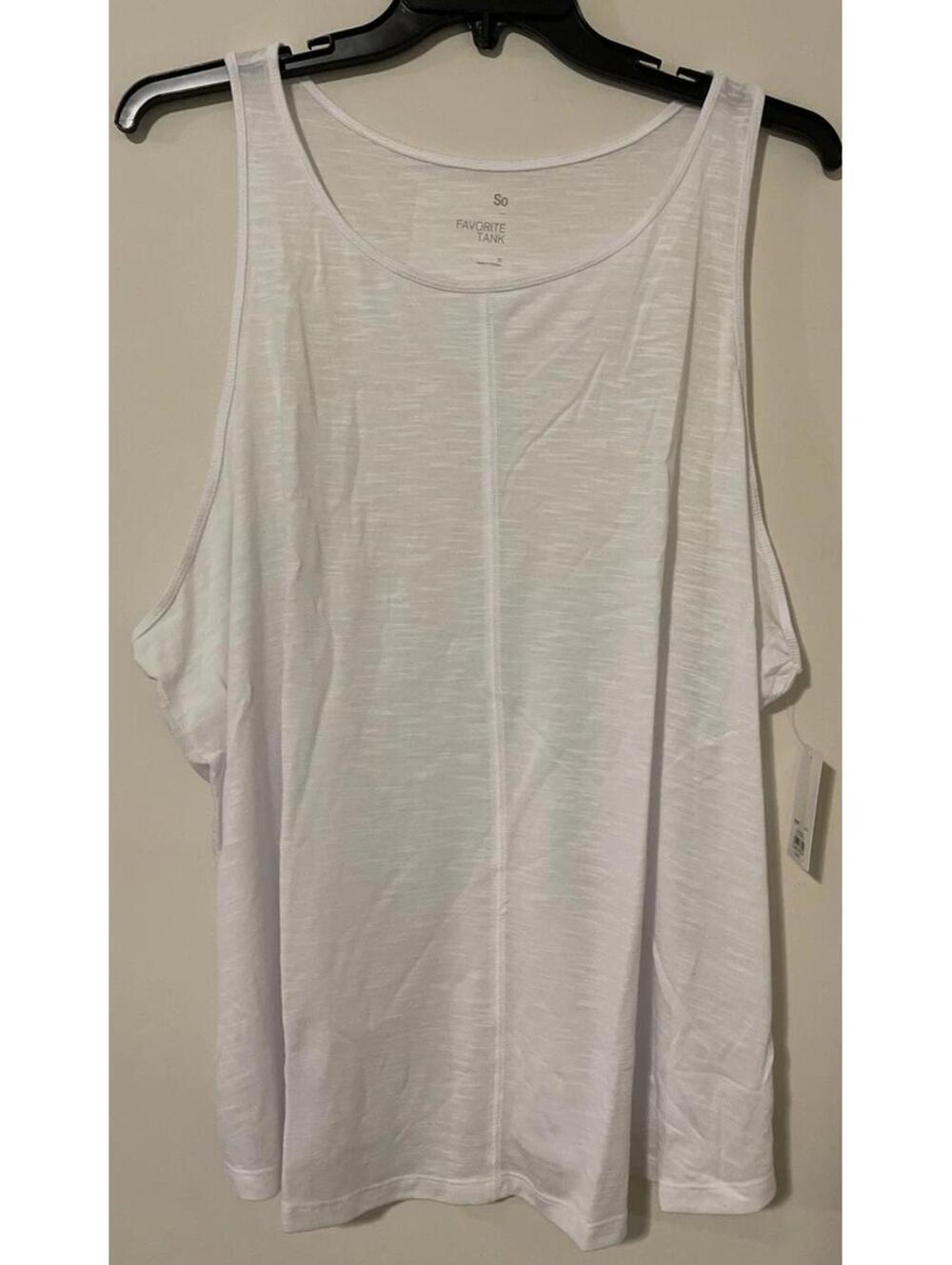 SO Womens 3x Sleeveless Favorite Lightweight White Sheer Tank Top NWT! A2995